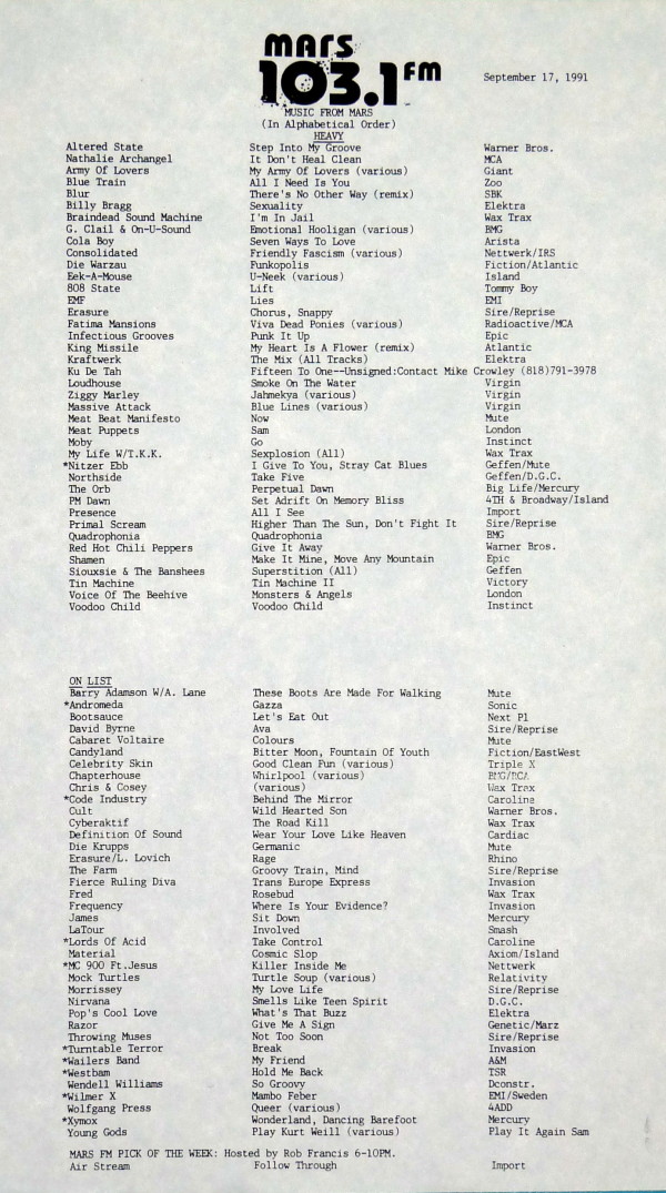 Chart September 17, 1991